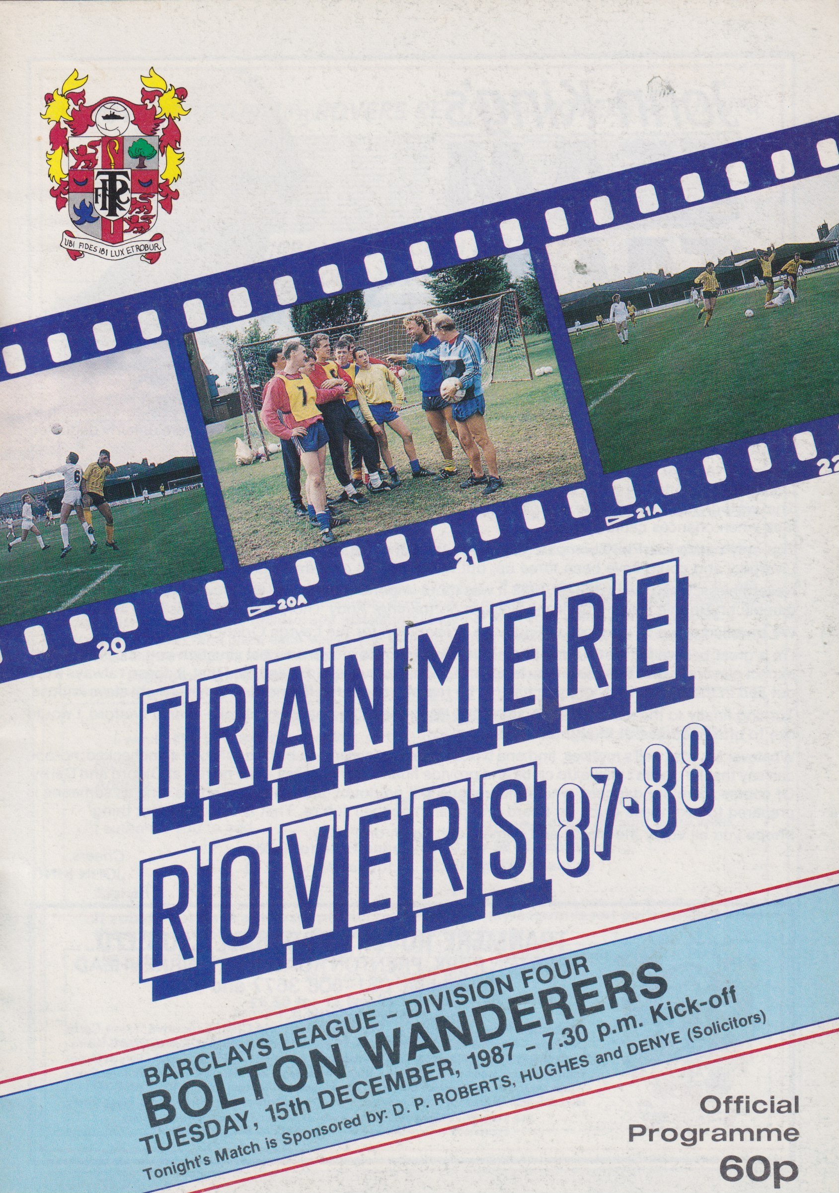 Tranmere Rovers v Bolton Wanderers match programme